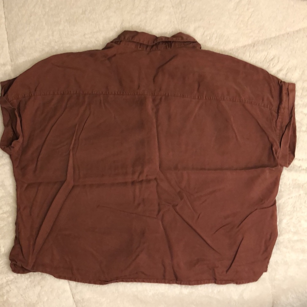 Rust Cropped Button Down - Picture 2 of 3